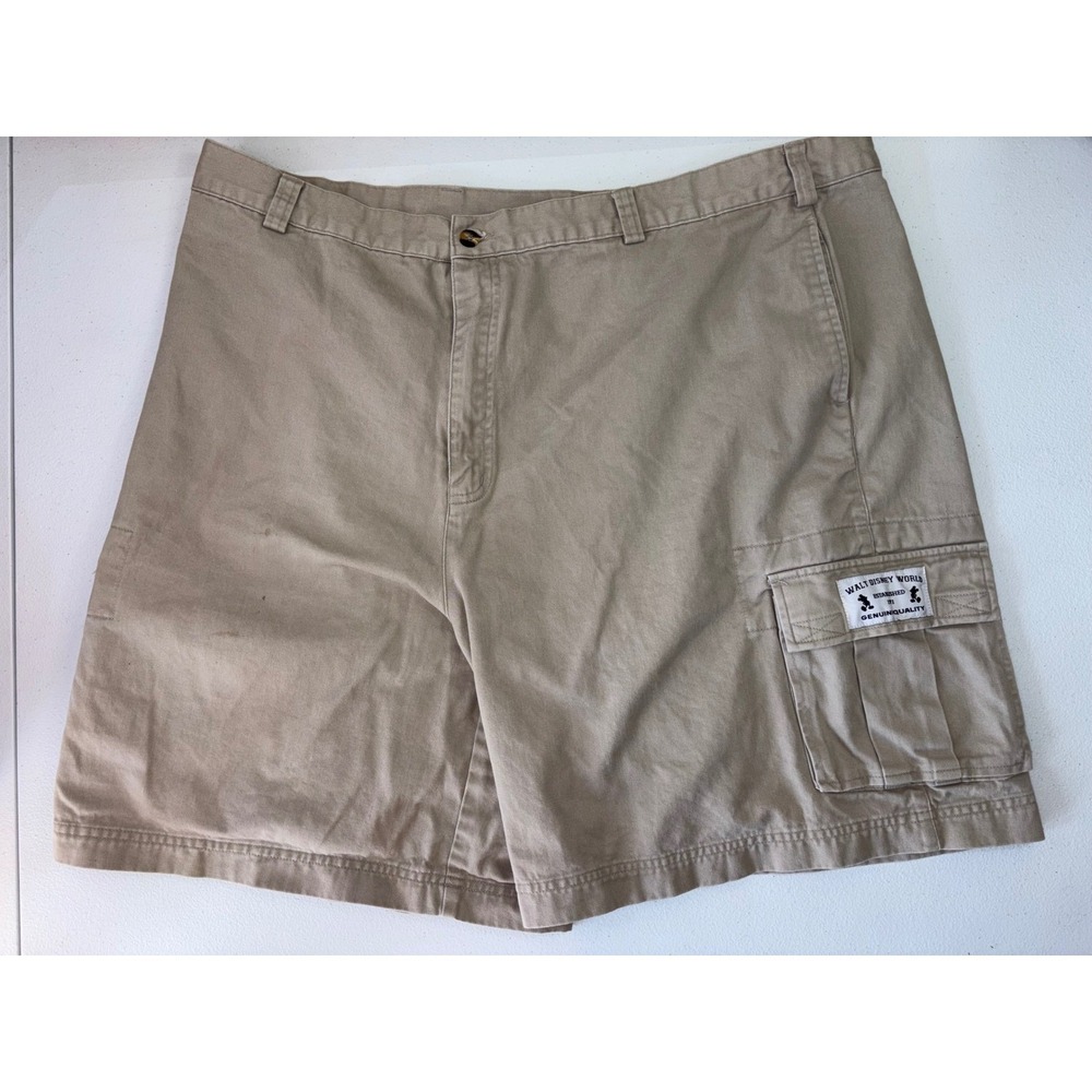 VINTAGE WALT DISNEY WORLD Mens Cargo Short Dad 90s Y2K Khaki 42 2XL Cotton Baggy - Picture 2 of 15